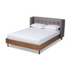 Baxton Studio Catarina Grey Upholstered Walnut Finished King Size Platform Bed 159-9576
